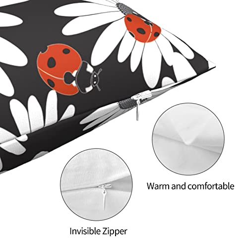 Varun Throw Pillow Covers Trendy Daisy Flowers Ladybug Design Square Pillowcase For Home Decor Sofa Car Bedroom Pillow Case 18X18Inch #TOP5