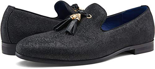 Jousen Men's Loafers Tassel Luxury Fashion Loafers For Men Slip-On Loafer Vintage Wedding Shoes For Men(Amy815 Black 11) #TOP5