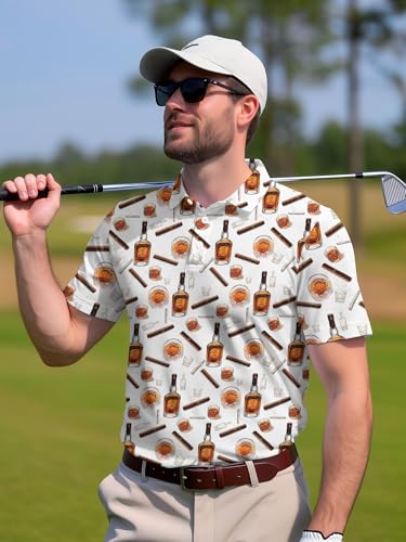 Image of PAGYMO Funny Golf Shirts for Men Crazy Printed Pattern Novelty Moisture Wicking Performance Mens Polo Shirt