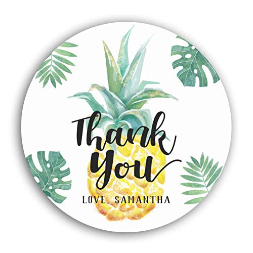 Personalized Customized Labels Tags,Customizable Stickers Watercolor Pineapple Thank You Sticker for Business Custom Made Stickers, 100 Stickers2X2