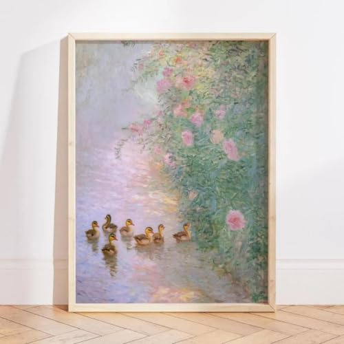 Tableau abstrait pour mur vide - Toile sept canetons decoration murale moderne 60x90cm