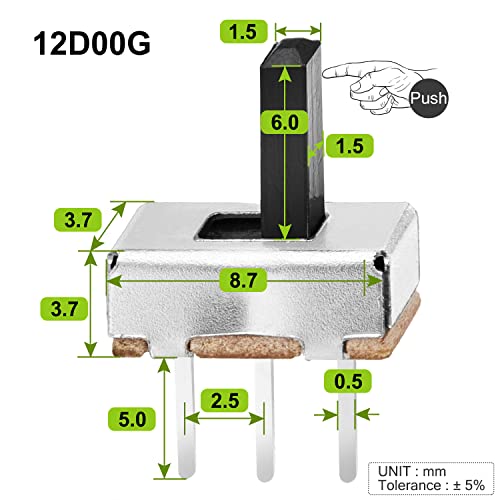 Image of Chanzon SPDT Mini Micro Slide Switch 1p2t 2 Position 20pcs 6 mm Toggle Vertical Slide Switch Panel Mount Small High Knob Vertical for PCB Arduino Breadboard Electronic Board Dip Miniature SlideSwitch