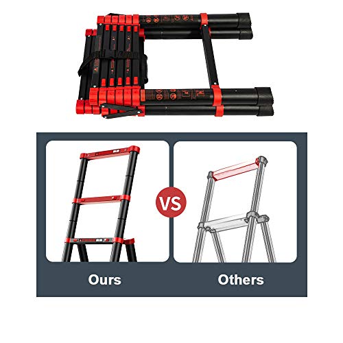 Telescopic Ladder, Step Ladder, Retractable Aluminum Alloy Ladder Multi-Position, Adjustable and Folding Ladder A-Frame, with Handrails and Safety Lock, Non-Slip Pedals, Capacity 330 pounds(5+7)