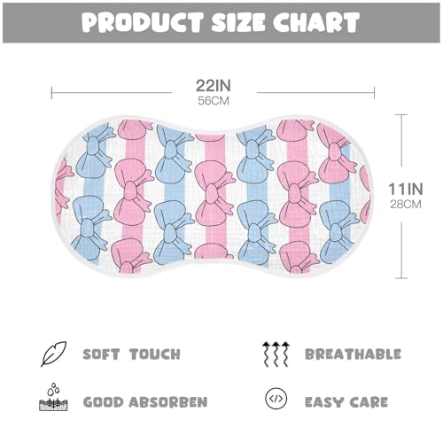 4 Pack Baby Burp Cloths, Soft Absorbent Burping Cloths for Babies, Cotton Milk Spit Up Rags, Large Size for Newborns, Baby Boys and Girls (Pastel Bow Pattern)4