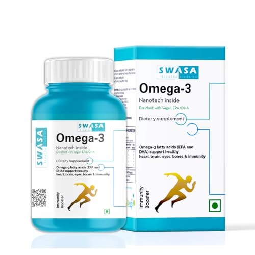 Image of Swasa Vegan Omega 3 Capsules, 500 mg || Healthy Heart|| Brain|| Immunity ((Pack of 1))