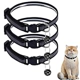 Reflektierendes Katzenhalsband mit Schnellverschluss: 2 Stück Katzenhalsband reflektierend mit Glöckchen | Katzen-Flohhalsbänder Sicherheitsschnalle | weiche Passform, Nachtsicht