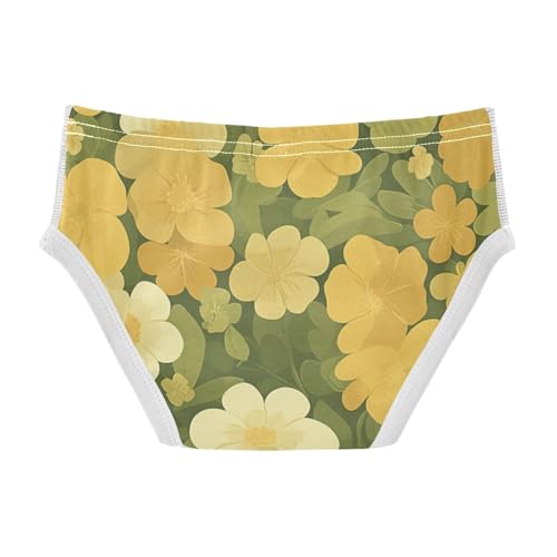 KLL Retro Green Floral Toddler Boys Soft Athletic Underwear Breathable Undies2