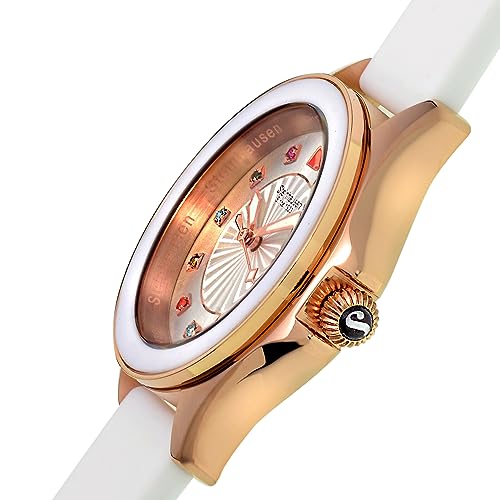 Arbon Collection White Stainless Steel Women's Watch with Extra Blue Silicone Interchangable Band3