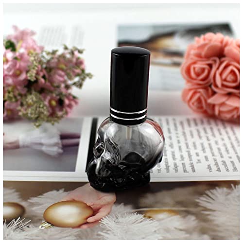 FrEshn Glasflasche 8ml Persönlichkeit Farbe Schädelform Nachfüllbare Flasche Tragbare Leere Parfüm Flasche Reisen Mini Spray Parfum Flaschen Glasflasche (Size : Black)