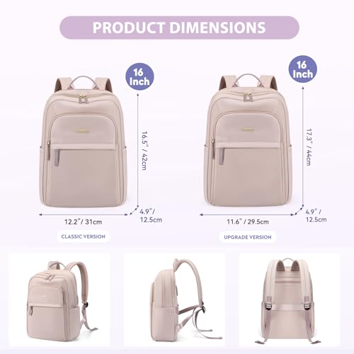 GOLF QUALITY Hiking Travel Backpack for Women Casual Business Weekender Multilayer Laptop Bag,16 Inch,Pink — view 5