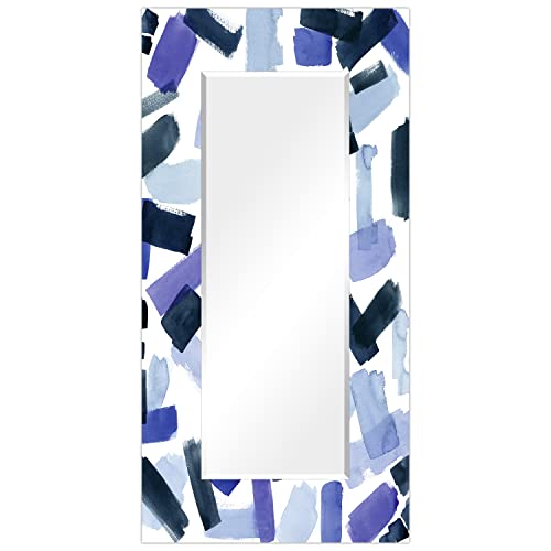 Empire Art Direct Rectangular Beveled Wall Mirror on Cerulean Abstract Printed Temped Glass, Vanity, Bathroom Mirror, Ready to Hang (TAM-120860-7236)