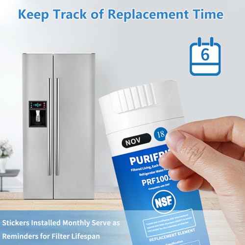PURIFRIZ 3 Pack XWF (Not XWFE, NO Chips), Refrigerator Water Filter Compatible with GE XWF, GBE21, GDE21, GDE25, GFE24, NSF/ANSI 42&372 Certified, 6 Month / 300 Gallon