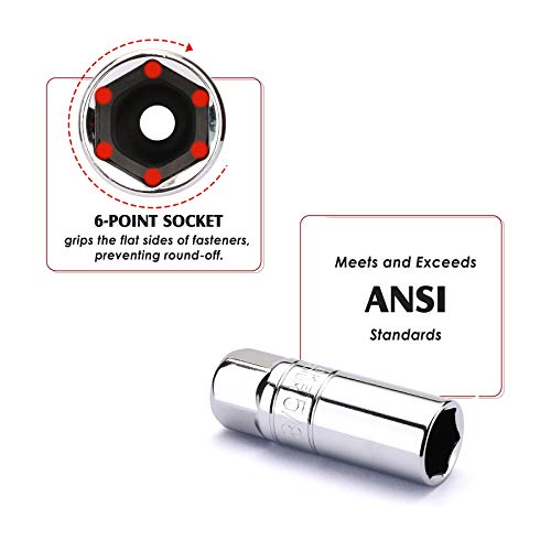 Mixpower 3/8-Inch Drive Spark Plug Socket Set, Sae & Metric, Cr-V Steel Mirror Finish, 6-Point, 5/8-Inch, 3/4-Inch, 13/16-Inch, 14Mm, 18Mm, 5-Piece Set #TOP4