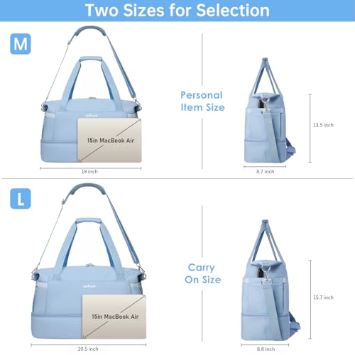 Image of ETRONIK Gym Bag for Women, Travel Duffel Bag with Shoes Compartment, Weekender Bag with USB Charging Port, Blue, Large, Travel Bag With Usb Charging Port