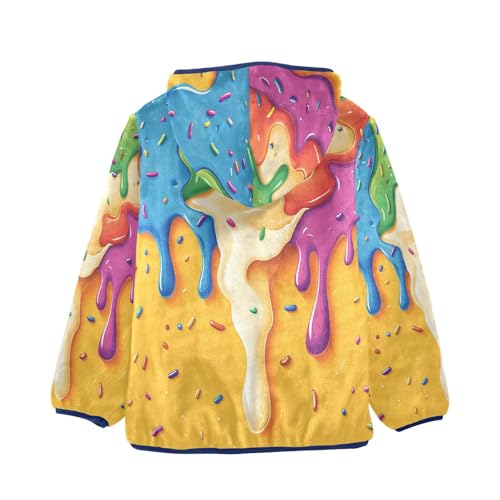 Colorful Ice Cream Drips Toddler Fleece Jacket Girl Boys Hooded Fleece Jacket Coat Warm Outwear Zip-up 3-10T2