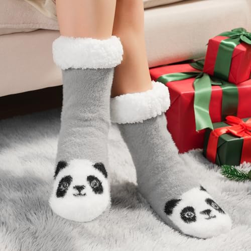 Toes Home Kuschelsocken Damen 39-42, Winter Thermo Hüttensocken für Damen Warme Flauschige Bettsocken Stoppersocken Antirutschsocken Mädchen