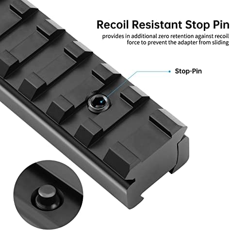 Bontok 11mm Dovetail to 21mm Upgraded Build-in Locking Screws Picatinny Rail Low Profile Scope Mount Converter Base 3/8" to 7/8" Converter Detail