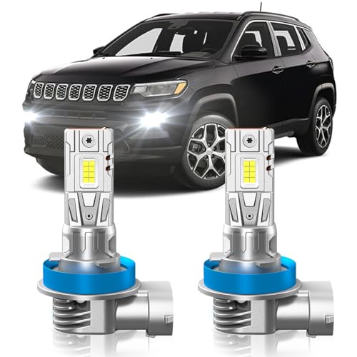 ZSTOPCL Fit for Jeep Compass 2014-2021 Fog Light Bulbs, 6000K Cool White 700% Brightness, Real 1:1 Size Plug and Play, Pack of 2