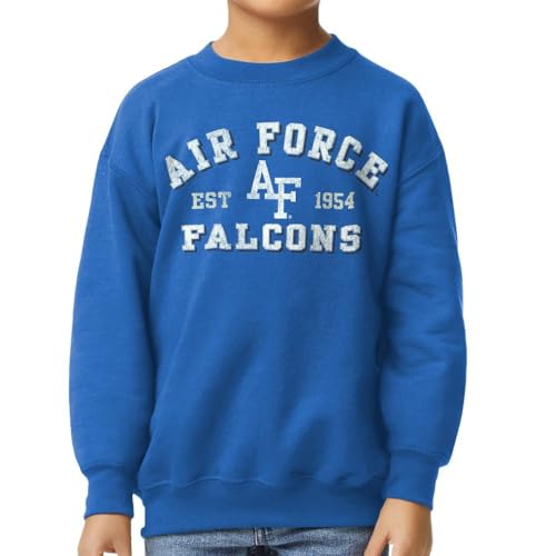 Barnesmith United States Air Force Academy Apparel USAF Falcons Unisex Youth Crewneck Sweatshirt, Vintage, Royal Blue, X-Small