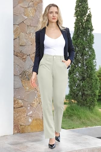Image of Bamans Dress Pants Women Work Business Office Straight Leg Slacks