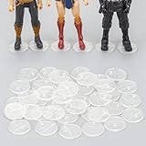 DisplayMore 32 Pieces 6 inch Action Figure Stand,Support Display Stands With Peg,Compatible with 1/12 Scale Marvel Legends /DC/ GI Joe/ MOTU Figure Toy (32PCS-Clear-Round)