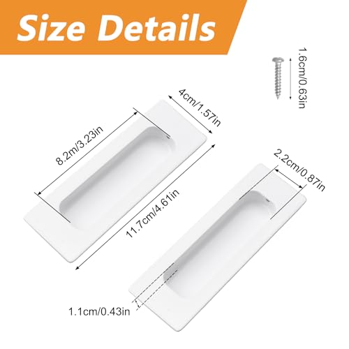 Image of MOROBOR 8 PCS Recessed Cabinet Handles, Warm White Stainless Steel Rectangular Knob with Screws, Exposed Installation Embedded Pull Handle for Wardrobe Drawer Flush Sliding Door -117 mm /4.6 in
