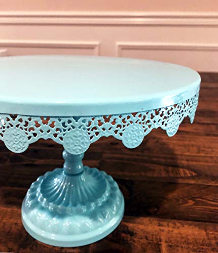 10 Inch Metal Cake Stand Round Cupcake Stands Metal Dessert Display (Aqua Blue) #TOP2