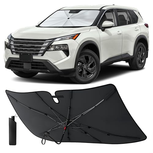 Image of EcoNour Windshield Sunshade for Nissan Rogue 2021-2026 | Front Windshield Sun Shade & Window Tint UV Heat Protector | Foldable Reflective Car Sun Visor Cover Interior Protection Accessories