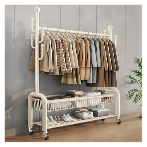 ZzERTE Perchero Colgador De Ropa, Perchero Burro, Vestidor Portátil, Estanterias Para Ropa Con Soporte Para Zapatos, Percha Para Colgar Camisas, Pantalones(White,150cm/59in)