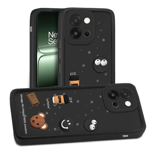 Image of AESTMO Back Case Cover | Cute Fun Cartoon 3D Ball | Coffee Silicone Case | Full Body Protection | Camera Protection Back Cover (Black, OnePlus 13S 5G)