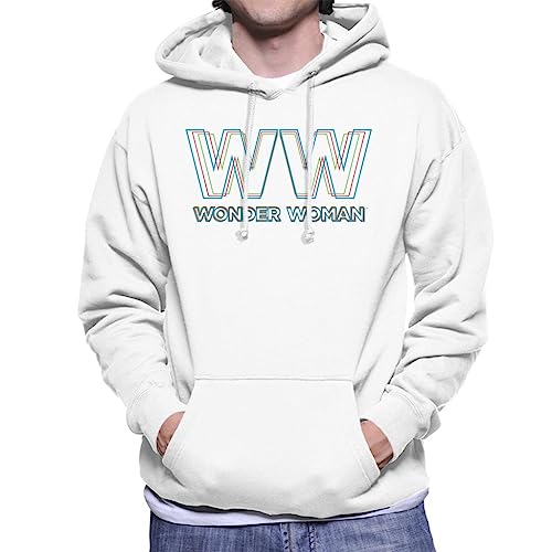 Image of All+Every Wonder Woman 1984 WW Colour Text Men's Hooded Sweatshirt White