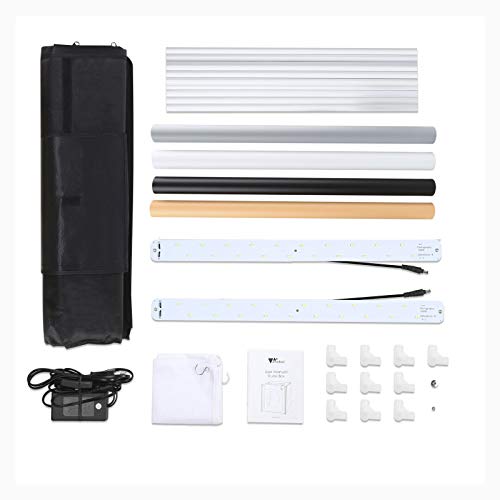 Amzdeal Light Box for Photography 20in Brightness Adjustable Shooting Tent with LED Light 4 Backdrops (White Black Orange Grey)