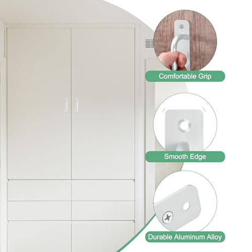 Image of M METERXITY 2-Pack Barn Door Handles, 5Inch /128mm Hole Center Aluminium Alloy Gate Handle with Mounting Screws for Bathroom /Wardrobe /Closet /Kitchen, Sliding Door Handle with Plate [Silver]