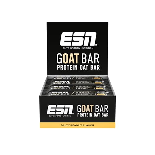 ESN GOAT Bar, Salty Peanut, 12 x 55 g, Protein Oat Bar, Powersnack mit hohem Ballaststoffgehalt, 14g Protein & 11g Oats gesüßt mit Datteln und Honig