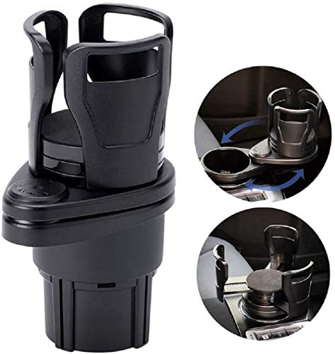 Universal Car Cup Holder Expander Adapter,2 in 1 Multifunctional Dual Cup Mount Extender Drink Bottle Holder Storage Organizer Stand with 360° Rotating Adjustable Base (A) Cover