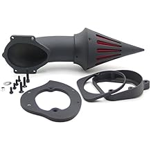 AfterMokit Cone Spike Air Cleaner Intake with Red Filter for Honda Shadow Aero 750 VT750C 1998-2000 Ace 750 VT750CD 1998-2001 Spirit 750 VT750DC 2001-2002 VT750CDA 2002-2003 VT750DCA 2003-2007 Black