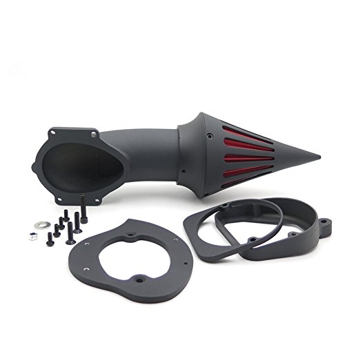 AfterMokit Cone Spike Air Cleaner Intake with Red Filter for Honda Shadow Aero 750 VT750C 1998-2000 Ace 750 VT750CD 1998-2001 Spirit 750 VT750DC 2001-2002 VT750CDA 2002-2003 VT750DCA 2003-2007 Black