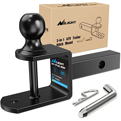 Nilight 3 in 1 ATV UTV Multi Hitch Mount Fits 1-1/4 Receiver with 2 inch Ball Hitch Rated 2000 LBS Winch Strap Loop Rated 5000 LBS
