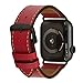 Produktbild Kurocurrant Uhrenarmband aus Kalbsleder für Apple Watch Serie 6, SE, 5, 4 (für 44 mm), schwarze Teile, 24 mm 44mm Glattes Burgunderrot.