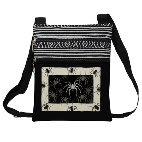 Gothic Spider Messenger Bag Small Ethnic Pattern Adjustable Strap Crossbody Zipper Pouch Gothic Spider Phone Organizer Wallet Cute Shoulder Handbag for Women Friends-3