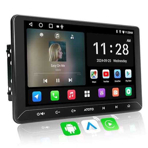 ATOTOZONE A5L 10.1' Radio Coche 2 DIN con CarPlay y Android Auto, 2+32G Autoradio Android Pantalla Táctil, Conexión a Internet WiFi/Bluetooth/USB, MirrorLink, 24 EQ DSP/FM/RDS/GPS