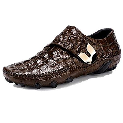 Rui Landed Low Top Octopus Sole Premium Genuine Leather Loafer Shoes for Men Boat Moccasins Slip On Style Hook&Loop Strap Round Toe (Color : Coffee, Size : 12 M US)