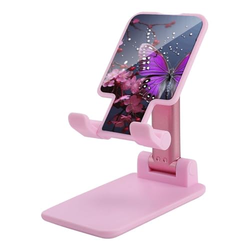 Support téléphone portable pliable et réglable motif papillon violet