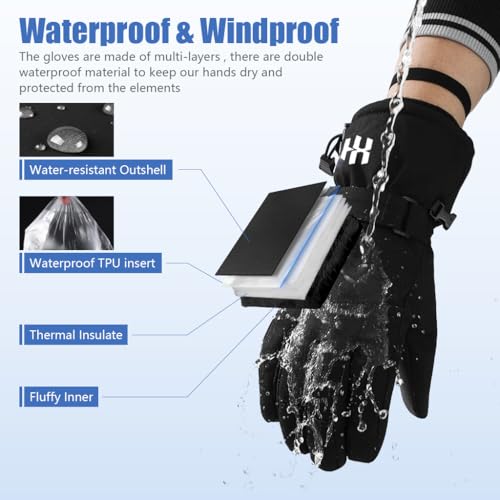 Image of GUSTAVE Winter Gloves for Men Women Warm Splashproof Windproof Hand Gloves for Winter Riding Touch Screen Finger Anti-Slip Design, Ski Glove, Bike Glove, Cycling