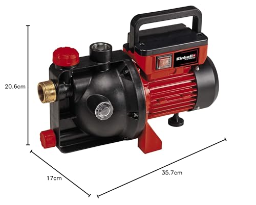 Einhell Gartenpumpe GC-GP 6040 ECO (600 W, max. 3.6 bar, 4000 L/h Fördermenge, Wasserfüllanzeige, klappbarer Handgriff, Wassereinfüllöffnung /-ablassschraube, Frostschutz, Thermoschutz)