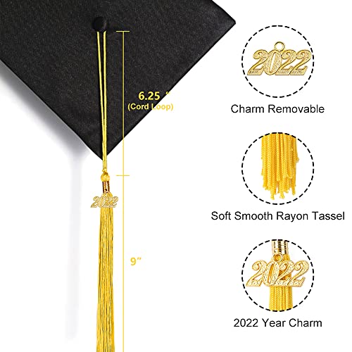 2Pcs 2022 Tassel Graduation, Graduation Cap Tassel Charm 2022 Tassels For Graduation Cap 2022 Graduation Hat Decoration Tassel With The 2022 Year Gold Charms For Graduation Party Ceremonies Gold #TOP1