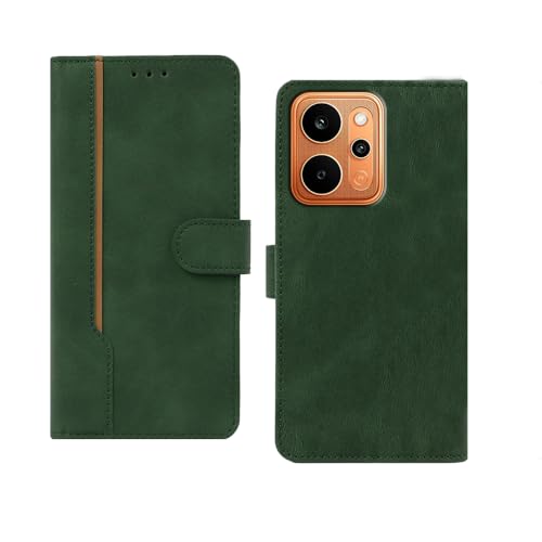 Image of amazon basics Realme P4 Power 5G Flip Cover | Card Pockets Wallet & Stand | Flip Cover for Realme P4 Power 5G (Green with Beige Strip)