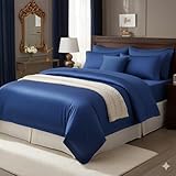 Pack Ensemble de Parure de draps 4 Pieces Unie pour Un lit 2 Personnes 100% Coton 57 Fils /1 Drap Plat / 1 Drap Housse 140 x 190 cm / 2 taies d oreillers 65 x 65 cm