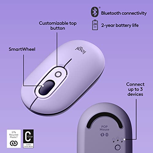 Logitech POP Keys + POP Mouse - Wireless Keyboard and Bluetooth Mouse Combo with Typewriter-Style Mechanical Keys, Emoji Features, Cute Compact Design - Cosmos - image 7