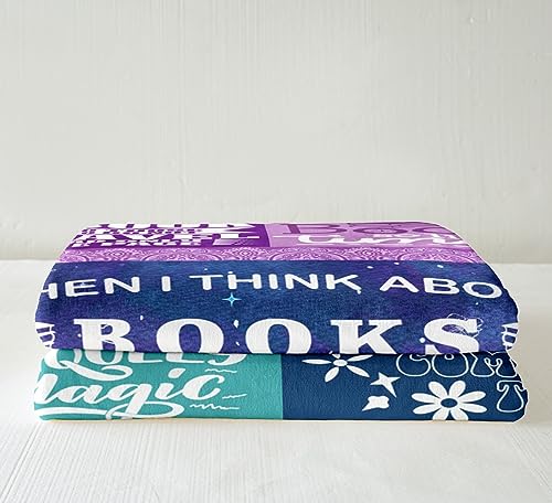 Homemissing Book Lovers Gifts Sherpa Blanket Gifts for Book Lovers Fleece Throw Blanket for Kids Boys Book Accessories Plush Blanket Plaid Purple Fuzzy Blanket Bedroom 40x50 Inch - Image 4